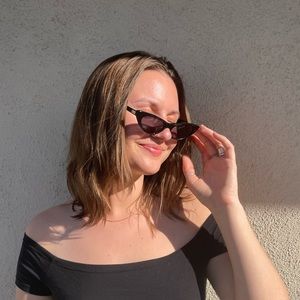 Crap Eyewear Black Cat Eye Sunglsses